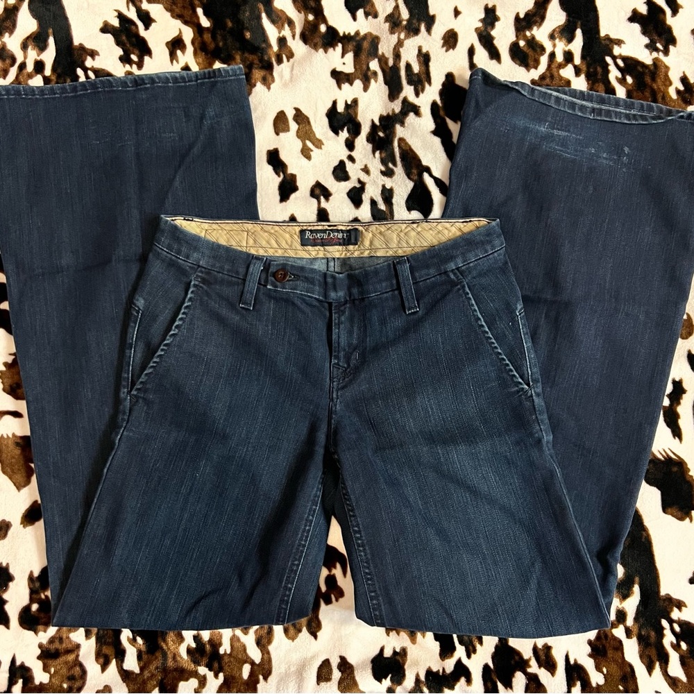 Raven Denim Dark Blue Wide Leg Jeans